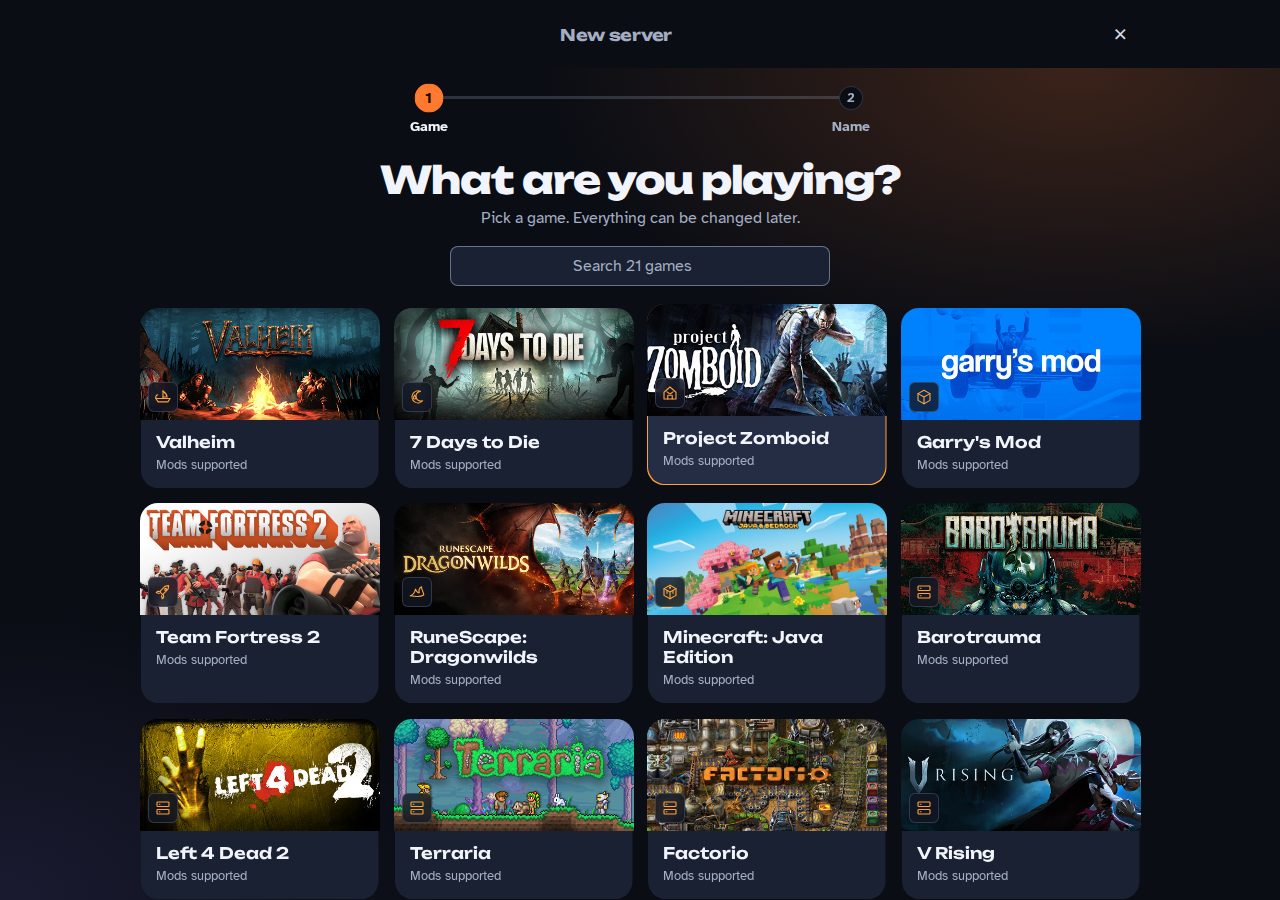 The game picker: a grid of games with their art